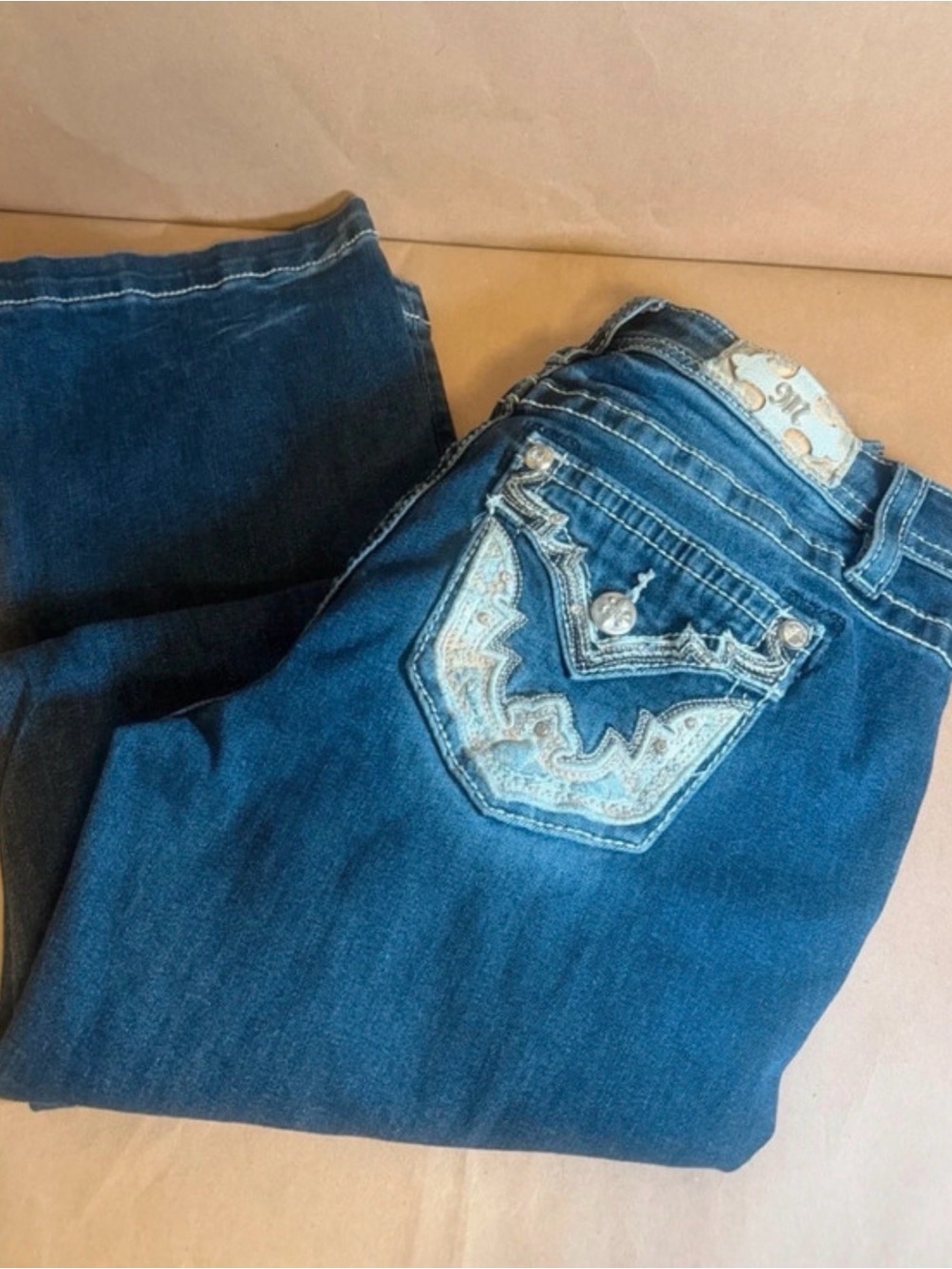 Miss Me Blue Bootcut Jeans with Embroidered Pocket